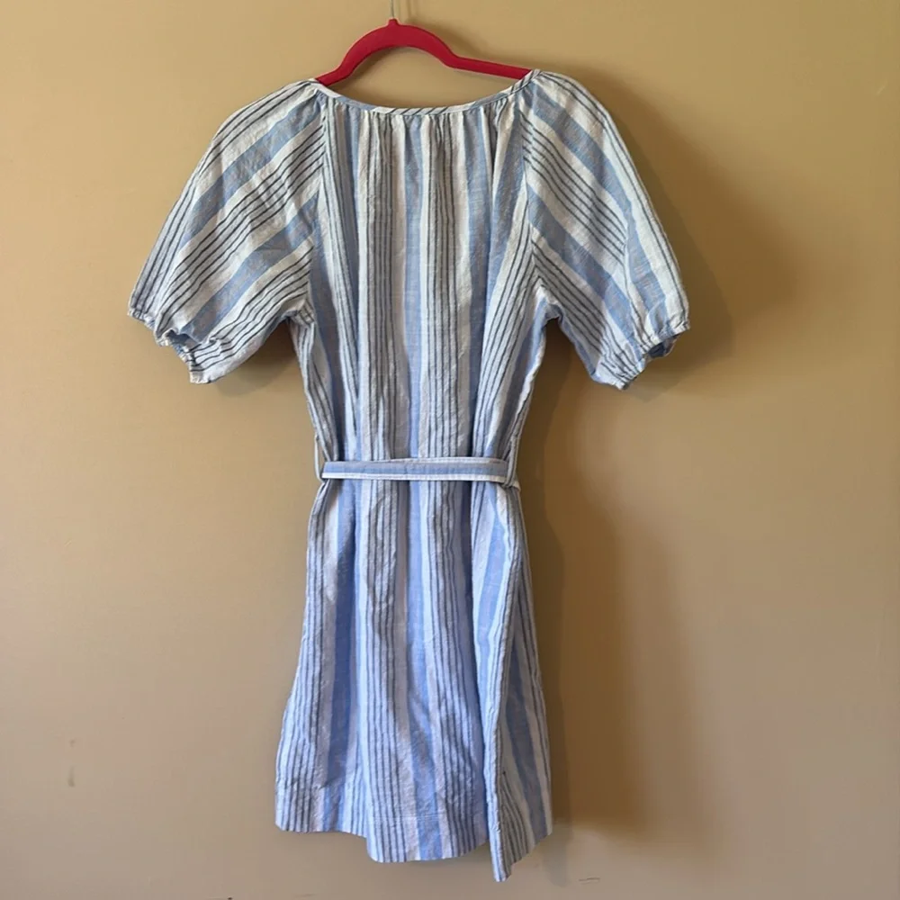 Free Assembly Blue and White Striped Dress with Belt, Size M - Picture 5 of 6
